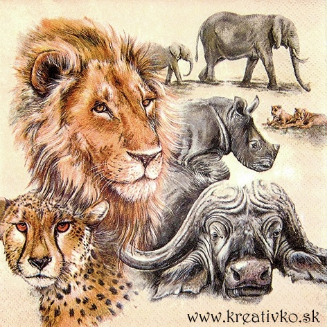 Servítka 33 x 33 cm - Africké zvieratá