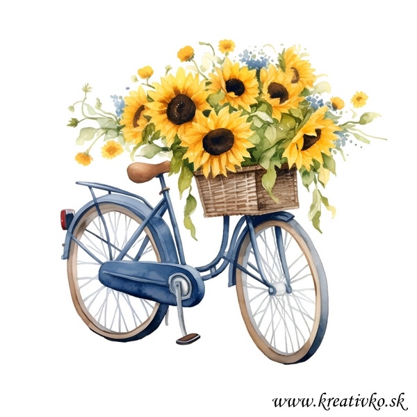 Servítka 33 x 33 cm - Bicykel a slnečnice
