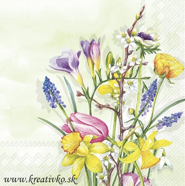 Servítka 33 x 33 cm - Jarné kvety (Z)