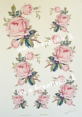 Decoupage papier 30 x 42 cm - Ružová kytička