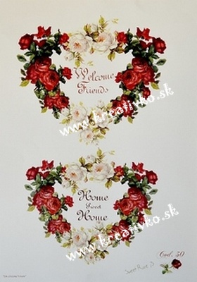 Decoupage papier 30 x 42 cm - Srdce z červených ruží