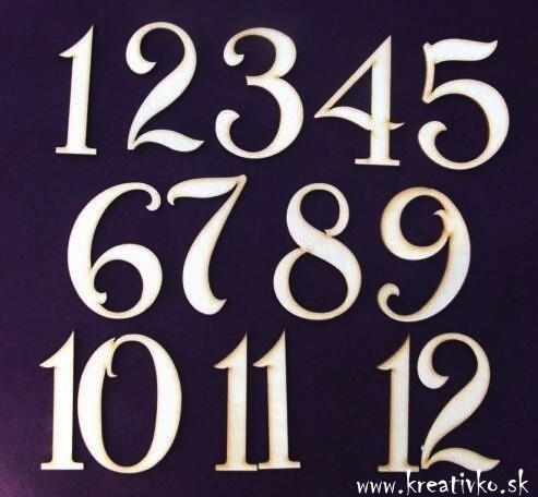Čísla na hodiny 6,0 cm - arabské (drevené)