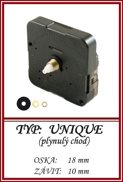 Hodinový strojček: UNIQUE (plynulý chod) - OS: 18/10 mm