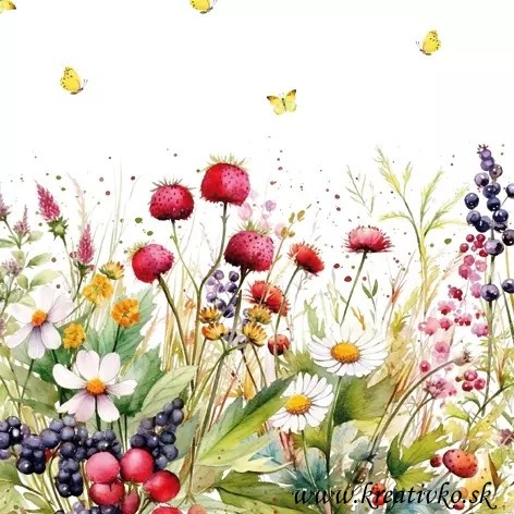 Servítka 33 x 33 cm - Kvety na lúke