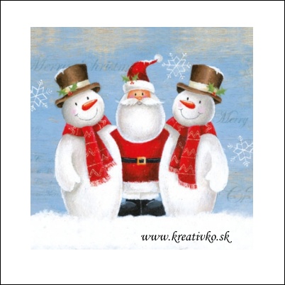 Servítka 25 x 25 cm - Snehuliaci a Santa Claus