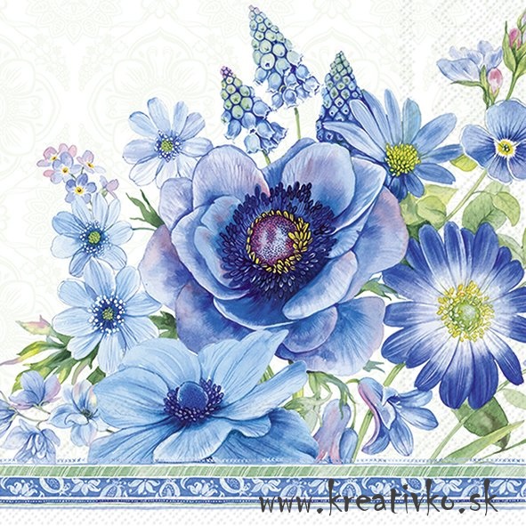 Servítka 33 x 33 cm - Modré kvety
