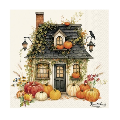 Servítka 25 x 25 cm - Domček s tekvicami