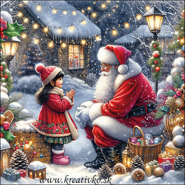 Servítka 33 x 33 cm - Santa a dievčatko