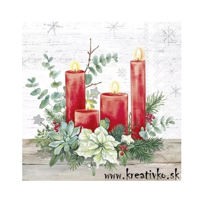 Servítka 25 x 25 cm - Vianočné sviečky
