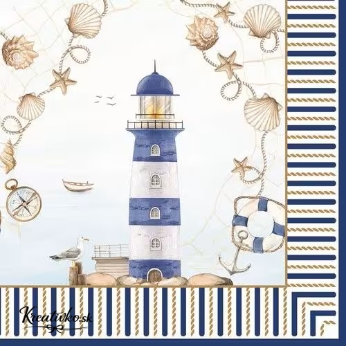 Servítka 33 x 33 cm - Maják a mušle