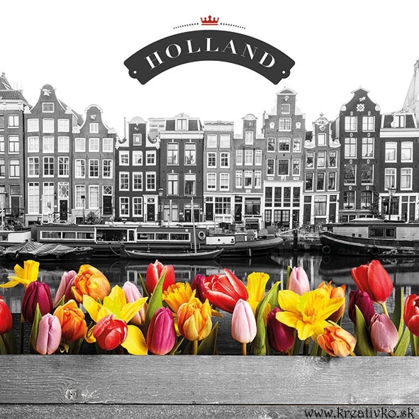 Servítka 33 x 33 cm - Holansko a tulipány