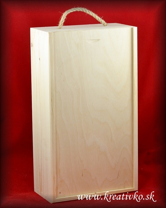 Drevená krabica: na 2 vína (zasúvacia) - (36,0 x 20,5 x 10,5 cm)