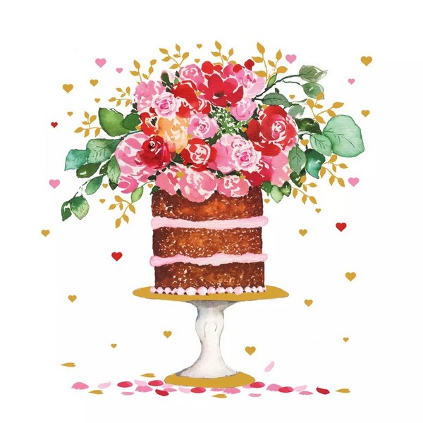 Servítka 33 x 33 cm - Torta a ruže