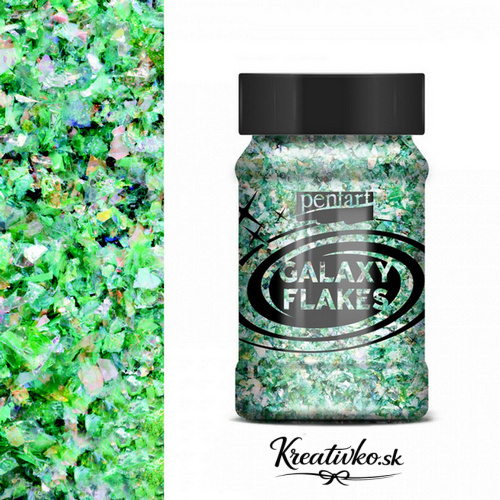 Dúhové Galaxy Flakes vločky Pentart – Earth Green