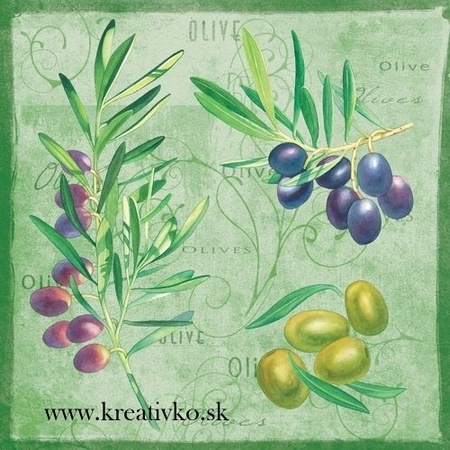 Servítka 33 x 33 cm - Olivy (zelené pozadie)