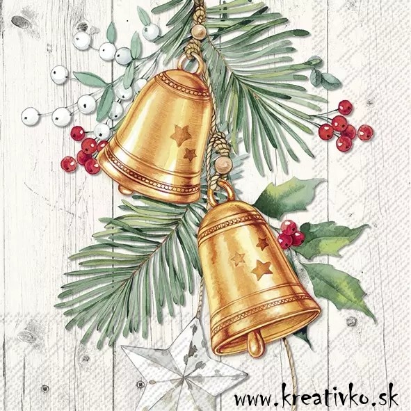 Servítka 33 x 33 cm - Vianočné zvončeky