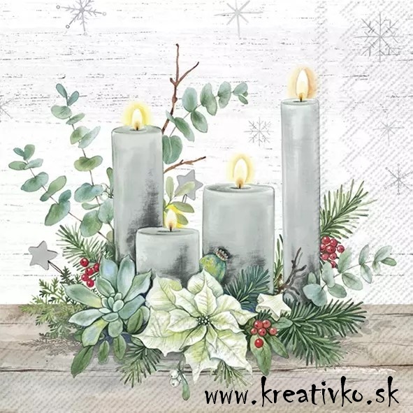 Servítka 33 x 33 cm - Vianočné sviečky