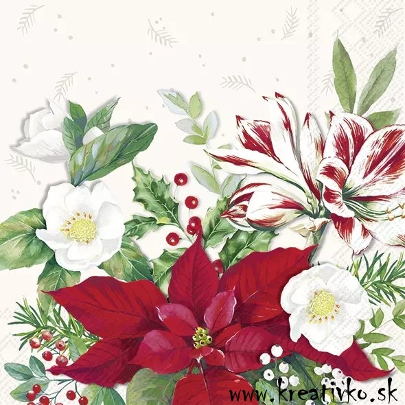 Servítka 33 x 33 cm - Vianočné ruže