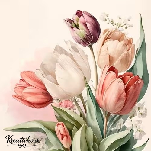 Servítka 33 x 33 cm - Jemné tulipány