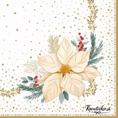 Servítka 33 x 33 cm - Krémová vianočná hviezda