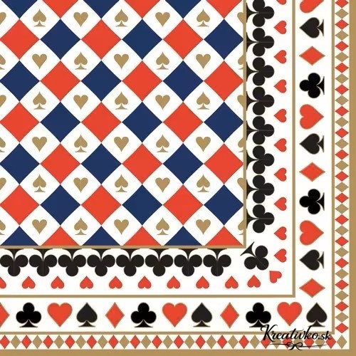Servítka 33 x 33 cm - Svet žolíkových kariet a kasína