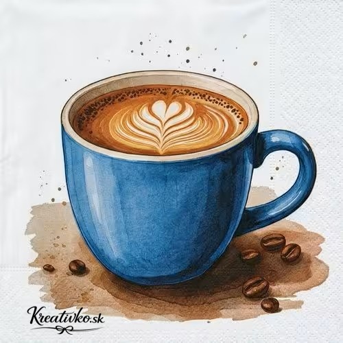 Servítka 33 x 33 cm - Modrá šálka kávy