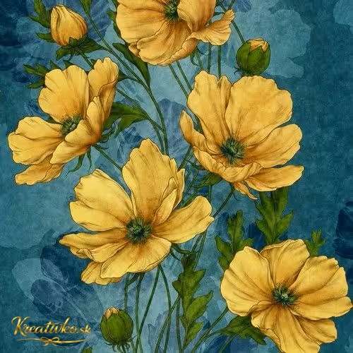 Servítka 33 x 33 cm - Žlté maky
