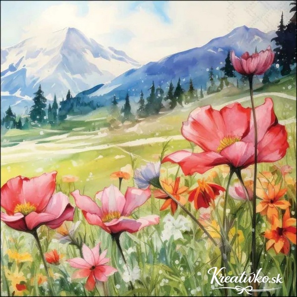 Servítka 33 x 33 cm - Kvety pod horskými štítmi