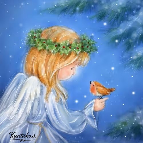 Servítka 33 x 33 cm - Anjel s červienkou