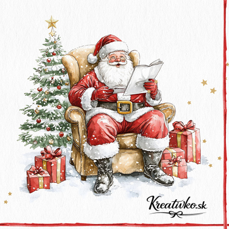 Servítka 33 x 33 cm - Santa Claus v kresle