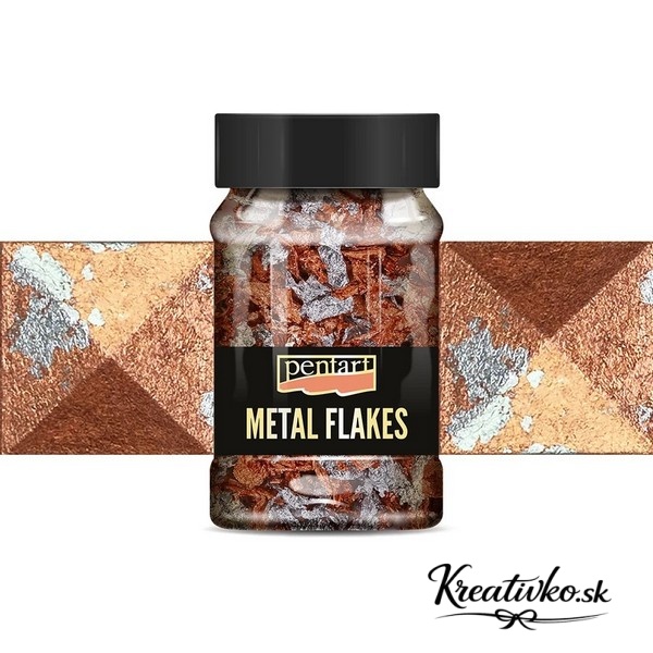 Vločky metalickej dymovej fólie Pentart M1 – striebro / meď