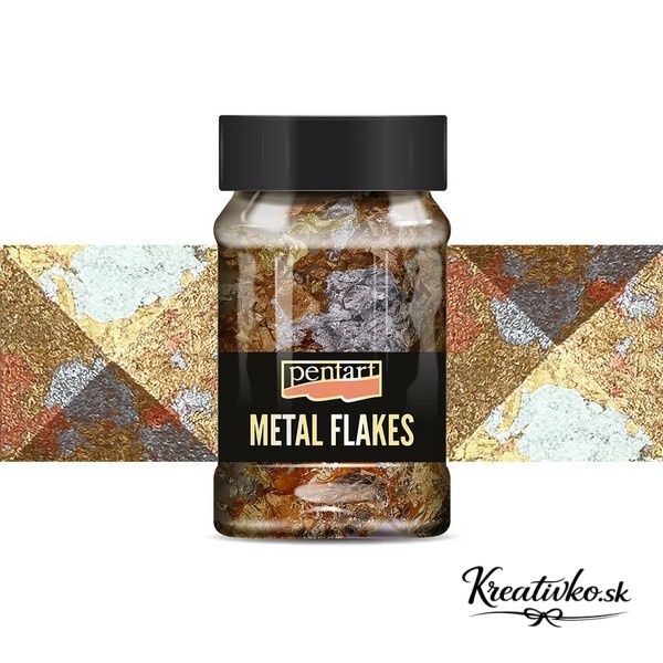 Vločky metalickej dymovej fólie Pentart M3 – zlato / striebro / meď