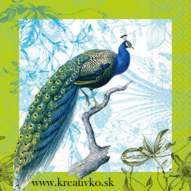 Servítka 33 x 33 cm - Páv zelený