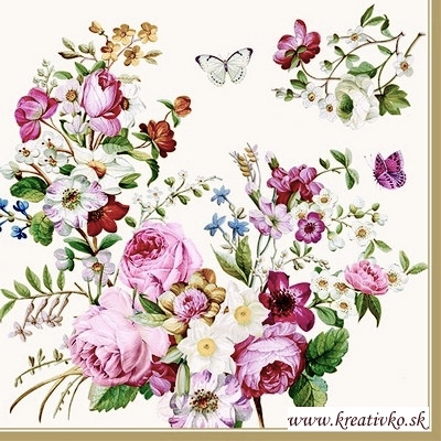 Servítka 33 x 33 cm - Kvetinové kytice