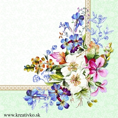Servítka 33 x 33 cm - Ozdoba z lúčnych kvetov