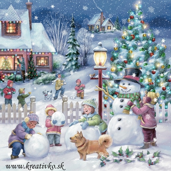 Servítka 33 x 33 cm - Vianočné mestečko