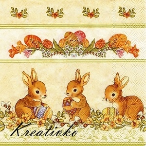 Servítka 33 x 33 cm - Tri zajačiky