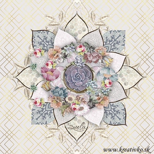 Servítka 33 x 33 cm - Kvetinová mandala