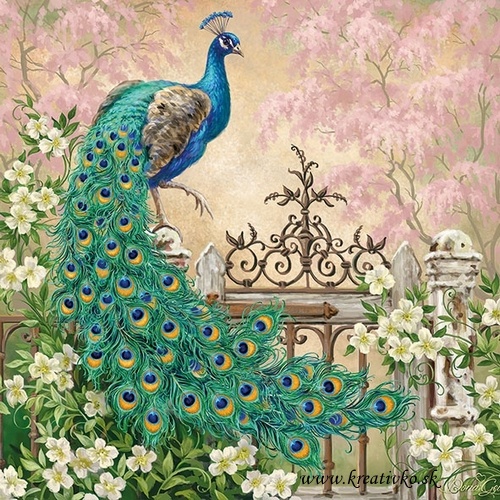 Servítka 33 x 33 cm - Páv elegán