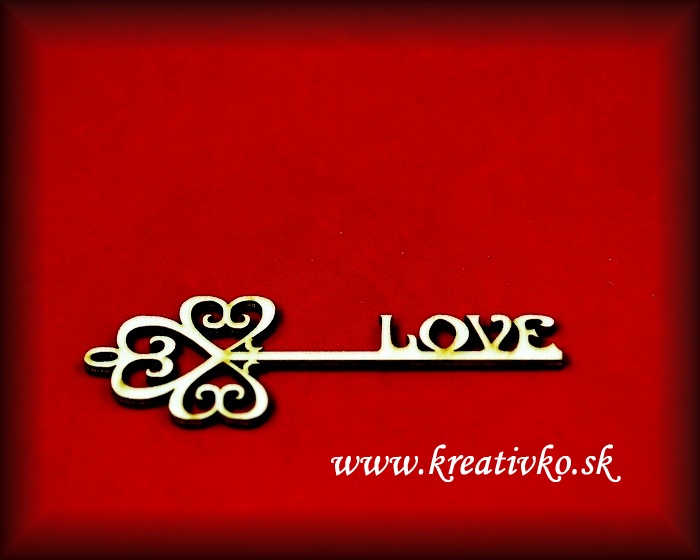 Drevená ozdoba - LOVE - kľúč (1 ks)